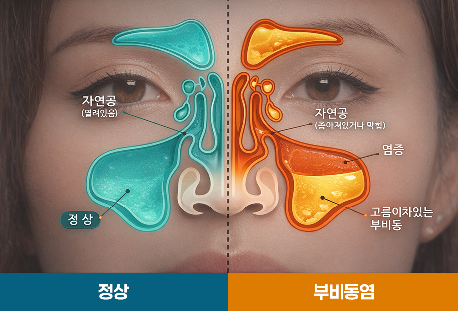 정상과 부비동염 비교